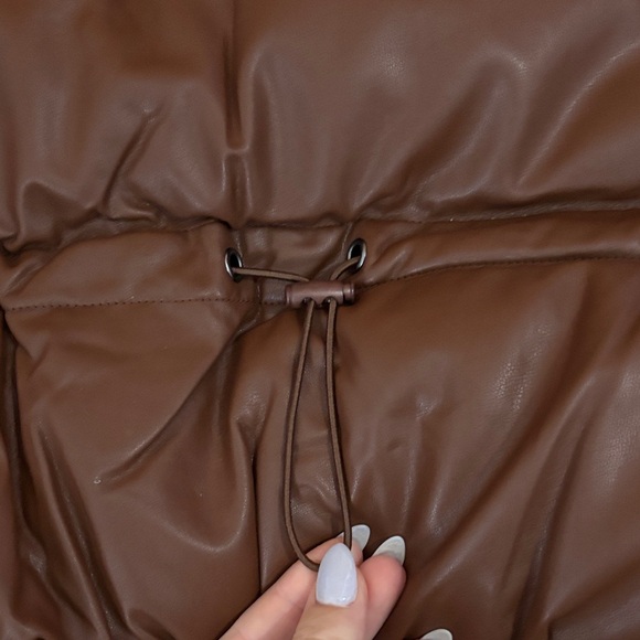 Brown Leather Puffer Vest - Picture 3 of 3